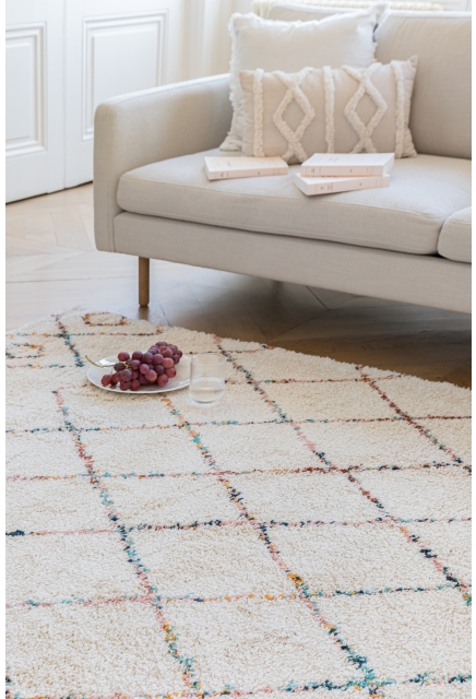 Thick Creme and Colored Berber Carpet - HIMALAYA